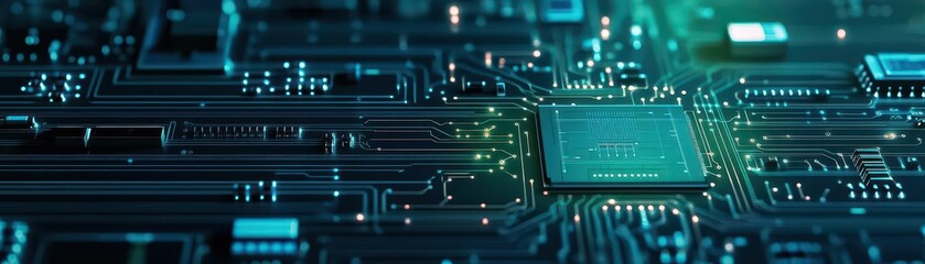 Aufkleber - Modern circuit board design with clean lines flat design front view green technology theme water color Complementary Color Scheme