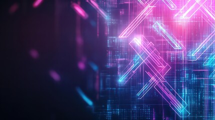 Aufkleber - Luminous arrows, techinspired design, glowing digital flow, abstract neon background, futuristic theme
