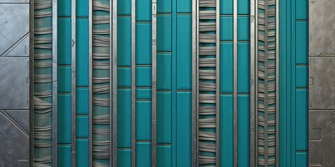 Poster - Futuristic Teal and Silver Panel Texture