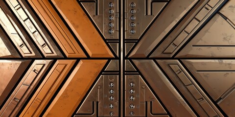 Poster - Futuristic Metal Wall Panels with Geometric Design