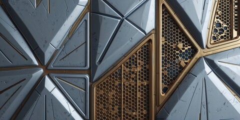 Wall Mural - Geometric Metal Panel with Honeycomb Pattern