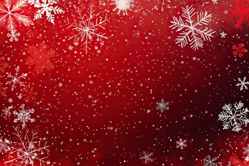 Sticker - Red Christmas background with snowflakes with generative ai