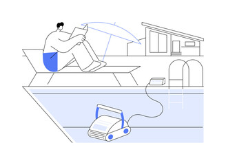 Robotic pool cleaner isolated cartoon vector illustrations.