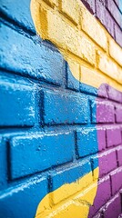 Poster - Vivid Mural with Colorful Splashes on Brick Wall