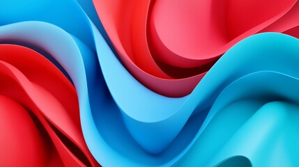Poster - Blue and red wave with a red and blue background. The blue and red colors are vibrant and the wave is flowing smoothly