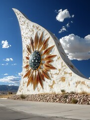 Wall Mural - Vibrant Sun Design Against Cloudy Sky