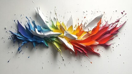 Poster - Vibrant Color Splashes Merging in Abstract Design