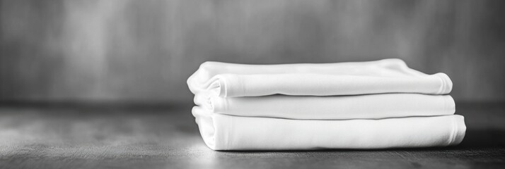 Aufkleber - Neatly folded minimalist sportswear rests on a smooth table, showcasing a clean and organized space for an upcoming workout. Generative AI