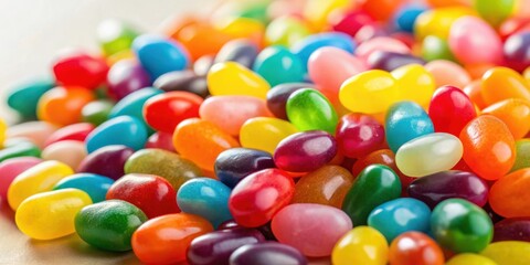 Poster - A vibrant array of jelly beans, showcasing a rainbow of colors and textures, capturing the essence of sweet indulgence
