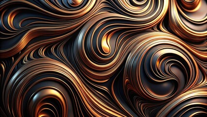 Wall Mural - abstract background with swirling black and copper shape forming an elegant pattern High Angle