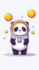 Sticker - Cute Panda Astronaut in Space.