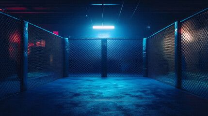 Aufkleber - A dark room with a blue light shining on the floor