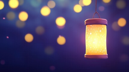 Poster - Glowing Lantern with Bokeh Lights.