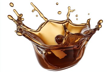 Aufkleber - With Stock, brown cream coffee liquid swirl splash with foundation bubbles on clear png background.