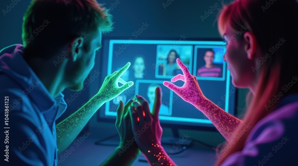 Getting Out Video Call A modern scene depicting two people video-calling each other, with ...