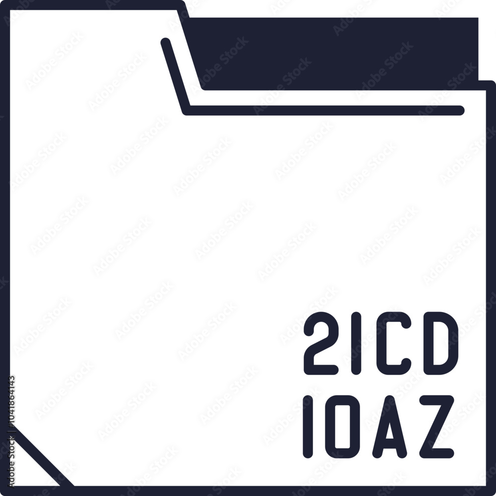Minimalist folder icon with alphanumeric code, symbolizing digital organization and data management.