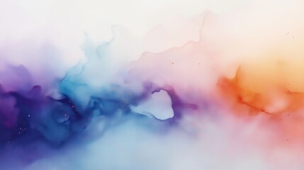 Poster - Abstract background of multi-colored cloudy spreading paint strokes on a white background