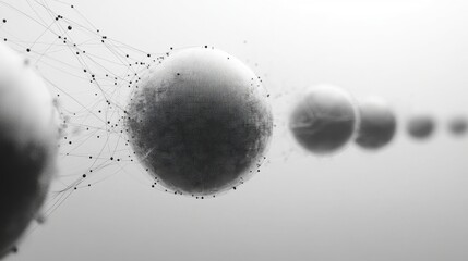 Fototapete - This artwork features a series of interconnected spheres, showcasing a dynamic network pattern.