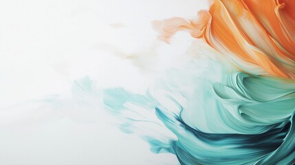 Poster - Abstract background of multi-colored cloudy spreading paint strokes on a white background