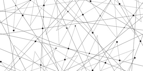 Aufkleber - Abstract geometric background with connecting dots and lines with low poly triangle shapes. Polygonal Mesh Background Vector design digital technology concept Global network connection data structure.