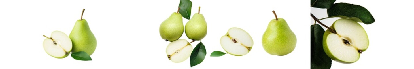 Poster - A transparent background is used to show the green pear fruit