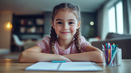 Portrait of girl in school. 