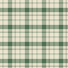 Wall Mural - Plaid with twill weave repeat pattern.Gingham seamless pattern in green and beige.Checkered tartan with stripes.Geometric graphic vector illustration background design for fabric and prints.