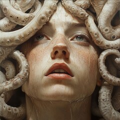 Woman with Tentacles: A Surreal Portrait