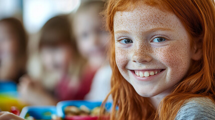 Portrait of a red hair little girl.