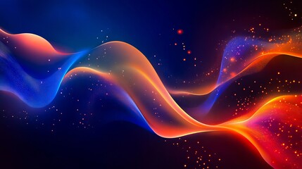 Wall Mural - A blue and red abstract background with wavy lines and dots