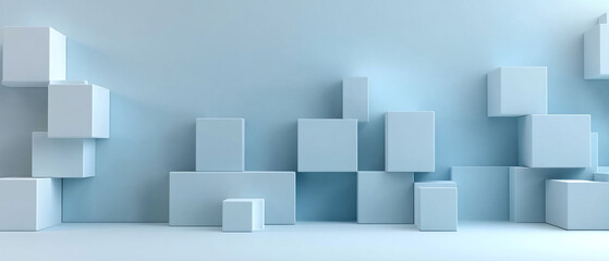 Abstract geometric blocks on light background, 3d render, Background wallpaper design