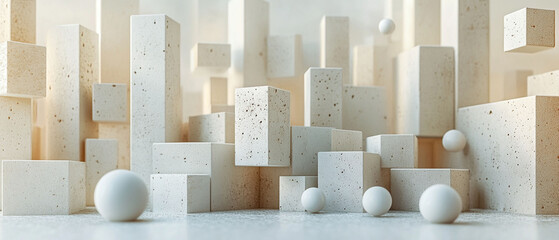 Abstract geometric blocks on light background, 3d render, Background wallpaper design