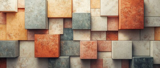 Abstract geometric blocks on light background, 3d render, Background wallpaper design