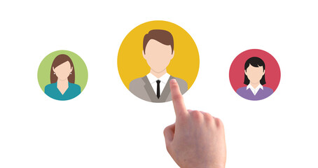 Fototapete - Business process management and automation concept with person moving wooden pieces on flowchart diagram. Workflow implementation to improve productivity and efficiency. Management and organization CV