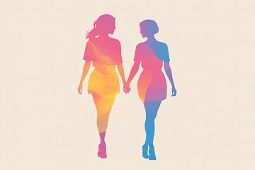 Poster - a couple of women walking down a street next to each other