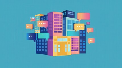 Poster - Colorful Vector Icon of Commercial Buildings