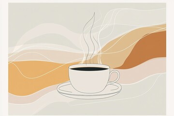 Wall Mural - a cup of coffee with steam rising out of it