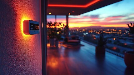 Poster - A sleek smart smoke detector mounted on a ceiling, highlighting its modern design and integration into a smart home environment.