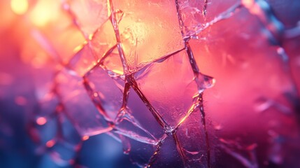 Aufkleber - Colorful light interacts with broken ice pieces, creating a stunning interplay of vibrant hues during a peaceful winter evening, enhancing the tranquil atmosphere.