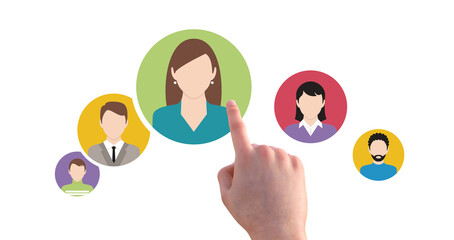 Fototapete - Business process management and automation concept with person moving wooden pieces on flowchart diagram. Workflow implementation to improve productivity and efficiency. Management and organization CV