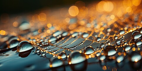 Dew drops on a spider web