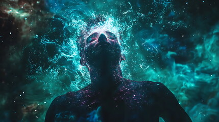 Poster - Exploring cosmic consciousness a journey of meditation amidst the universe's mystical energies and vibrations