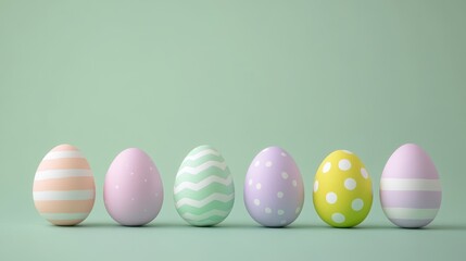 Poster - Colorful decorative easter eggs on a soft green background for spring celebrations