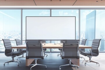 Canvas Print - Modern boardroom with blank TV screens