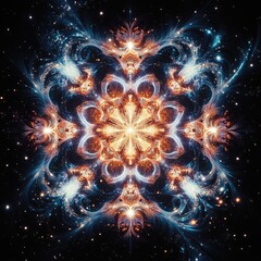 Wall Mural - a mesmerizing cosmic mandala featuring vibrant colors and intricate patterns that evoke a sense of w