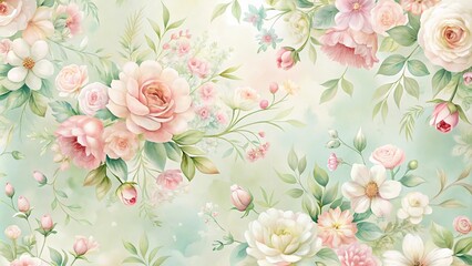  Delicate floral pattern background with soft pastel colors