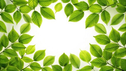 Wall Mural - Fresh green leaves isolated on a white background silhouette