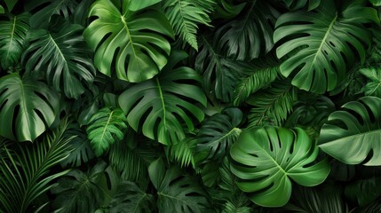  Lush Green Tropical Leaves Background