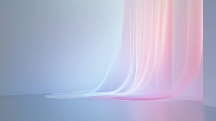 Poster - Ethereal scene featuring flowing holographic neon colors blending softly, creating serene and dreamy atmosphere. gentle gradients evoke sense of calm and tranquility