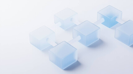 Aufkleber - Isometric representation of chain of transparent blocks connected by links, showcasing modern and minimalistic design. This evokes sense of structure and connectivity